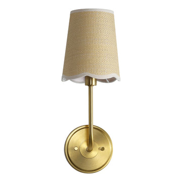 Lila Traditional Coastal Scalloped Fabric Shade/Metal LED Vanity Light